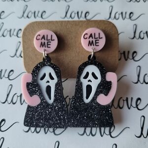 Call Me Ghostface Earrings Acrylic Pushback Earrings Halloween